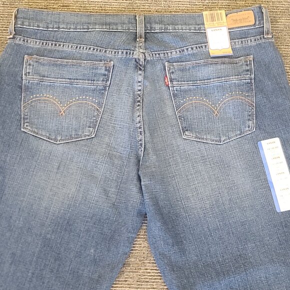NWT Levi's 515 Boot Cut Mid Rise Blue Jeans Misses 14 Short Beaded Cotton Blend - Picture 7 of 16